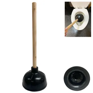 1 Heavy Duty Rubber Toilet Bowl Plunger 17" Wooden Handle Unclog Sink Bathroom