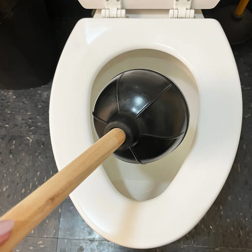 1 Heavy Duty Rubber Toilet Bowl Plunger 17" Wooden Handle Unclog Sink Bathroom