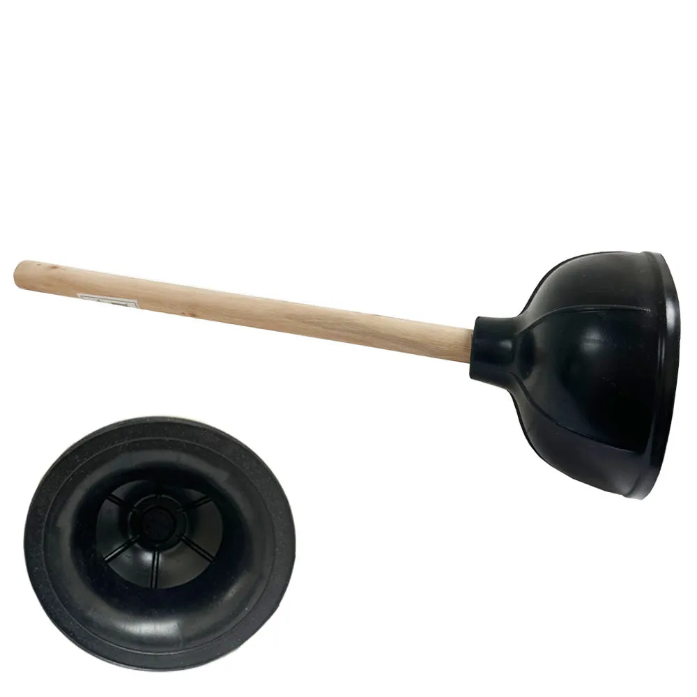 1 Heavy Duty Rubber Toilet Bowl Plunger 17" Wooden Handle Unclog Sink Bathroom