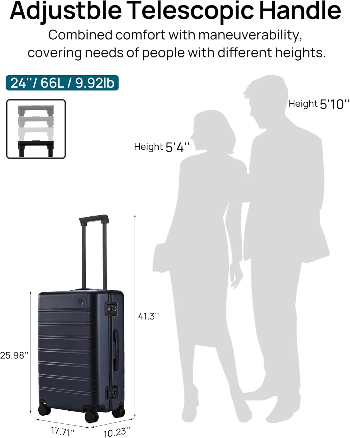 24 Inch Zipperless Luggage, Aluminium Frame Luggage, Checked Luggage Airline Approved, Hard Shell Suitcase with Spinner Wheels, Dual TSA Lock, Latching System(Neptune Blue, Manhattan Classic)