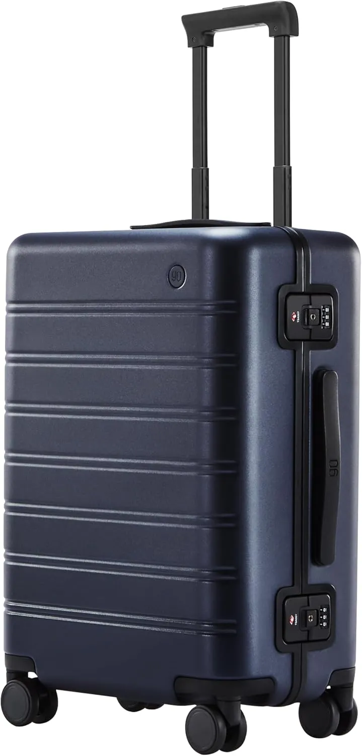 24 Inch Zipperless Luggage, Aluminium Frame Luggage, Checked Luggage Airline Approved, Hard Shell Suitcase with Spinner Wheels, Dual TSA Lock, Latching System(Neptune Blue, Manhattan Classic)