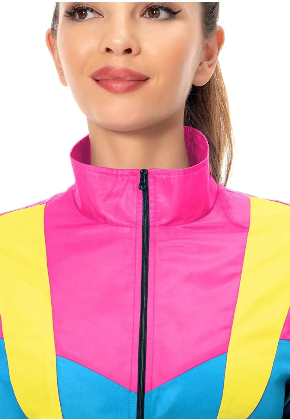 80s Tracksuit Women Retro Sportswear Sets Hip Hop Colorblock Outfit Windbreaker Disco Track Suits
