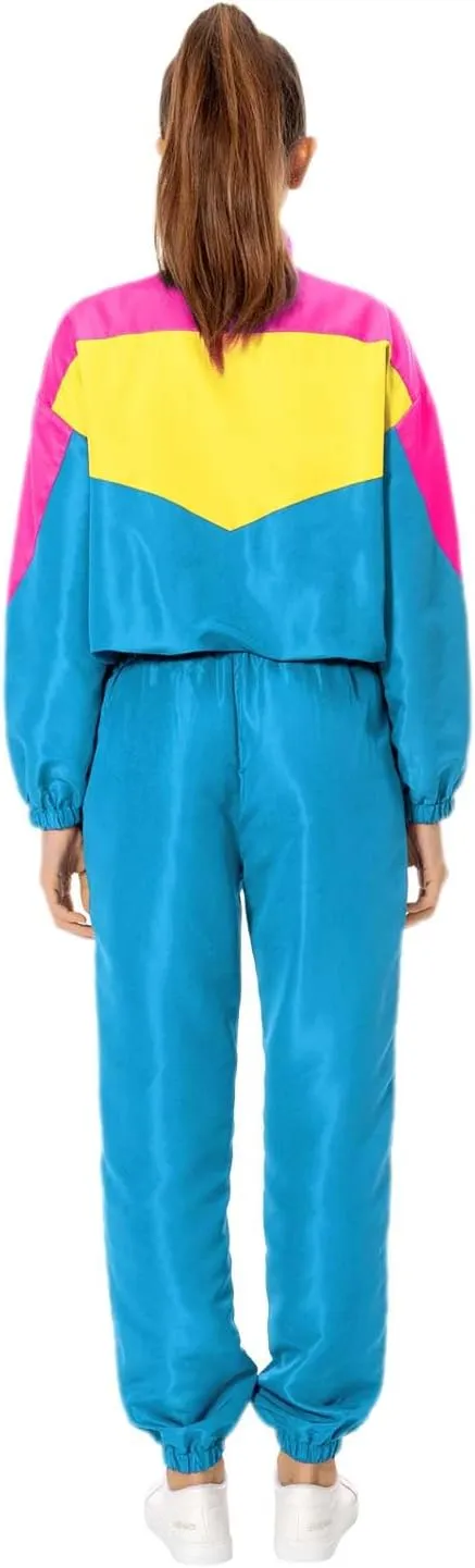 80s Tracksuit Women Retro Sportswear Sets Hip Hop Colorblock Outfit Windbreaker Disco Track Suits