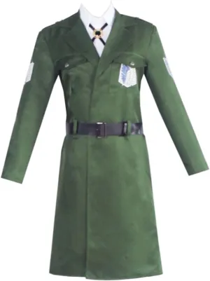 Anime Shingeki no Kyojin Season 4 Costume Investigation Corps Cosplay Uniform Green Long Trench Coat Suit