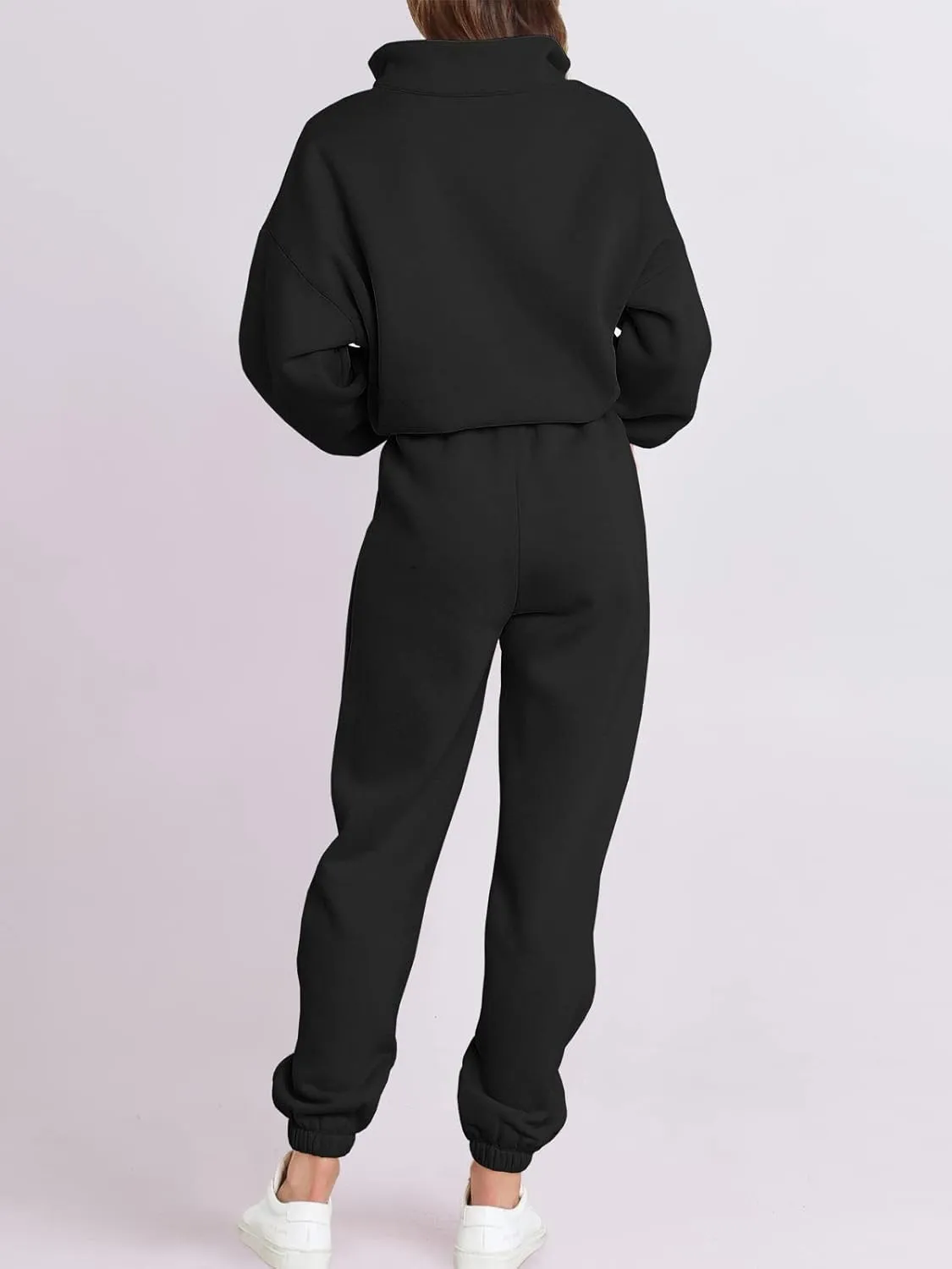 ANRABESS Women 2 Piece Outfits Sweatsuit Oversized Half Zip Sweatshirt Jogger Sweatpants Tracksuit Lounge Set 2025 Clothes