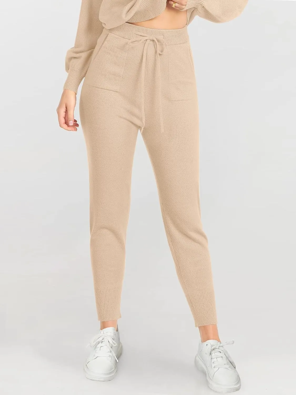 ANRABESS Women's Two Piece Outfits Sweater Sets Long Sleeve Zip Up Knit Pullover Jogger Pants Tracksuit 2024 Fall Lounge Sets
