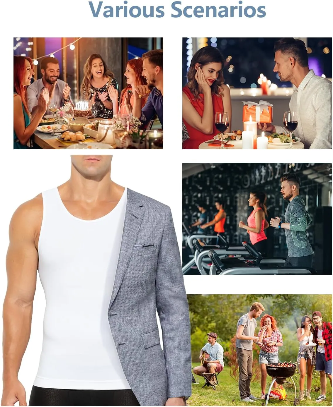 Arjen Kroos Mens Compression Shirt Slimming Undershirt Body Shaper Tank Tops Shapewear