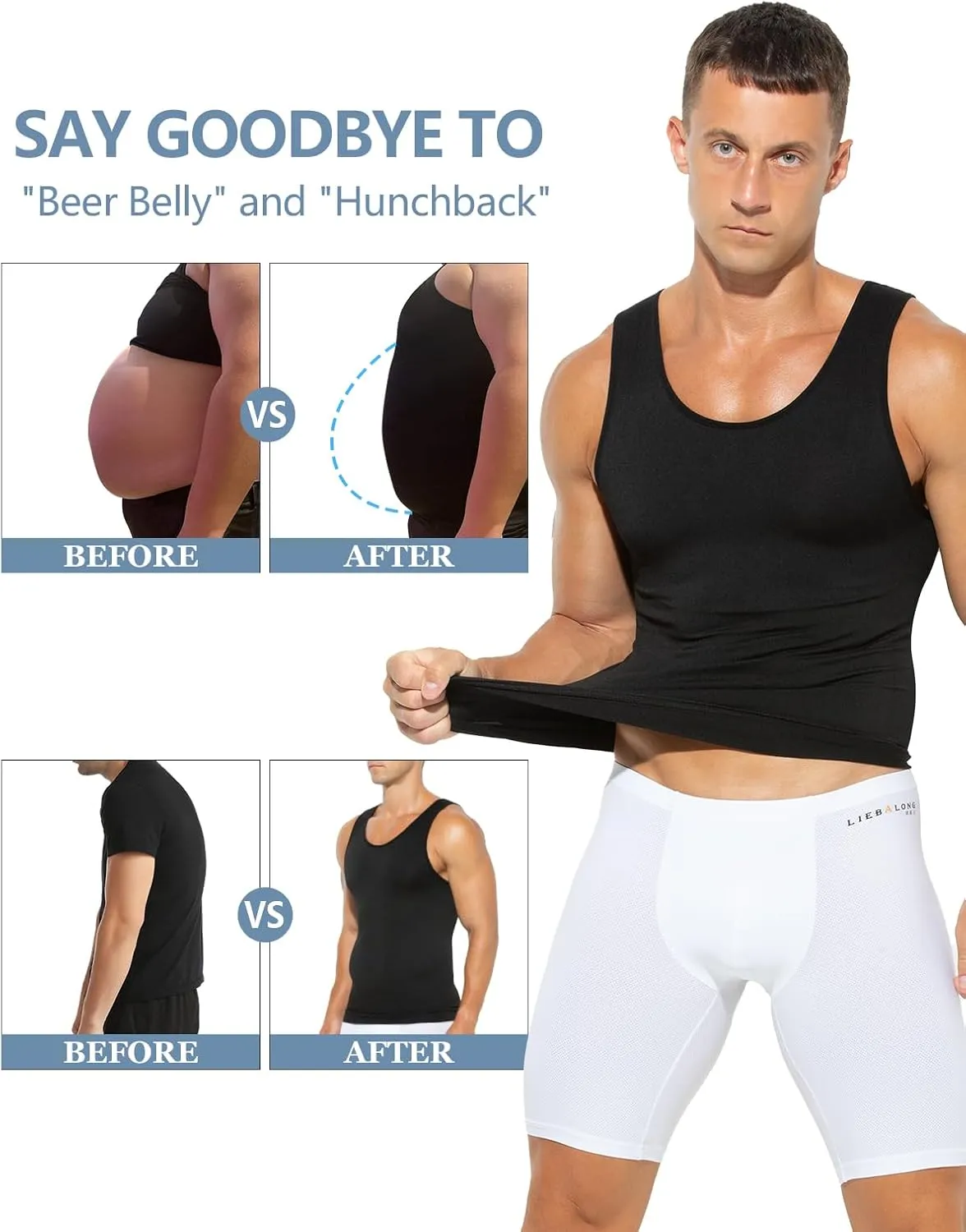 Arjen Kroos Mens Compression Shirt Slimming Undershirt Body Shaper Tank Tops Shapewear
