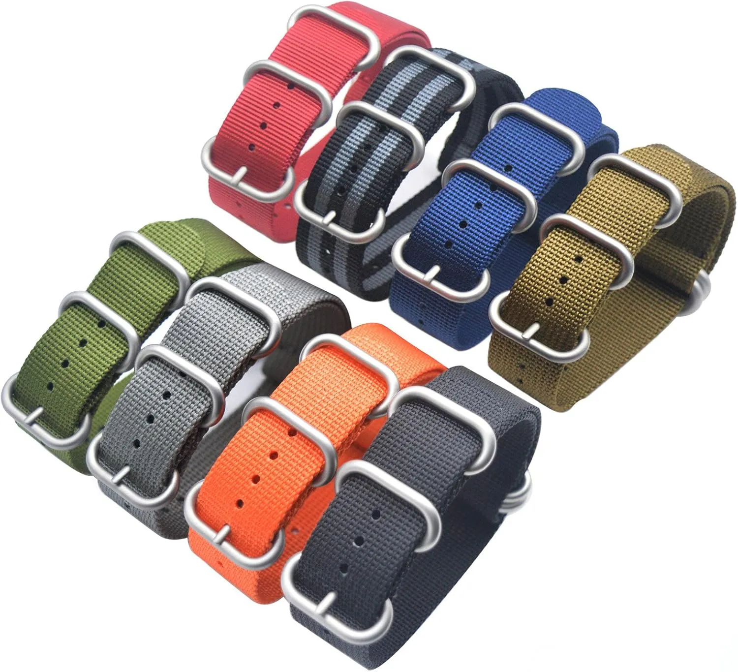 ArtStyle Watch Band with 1.5mm Thickness Quality Nylon Strap and Heavy Duty Brushed Buckle