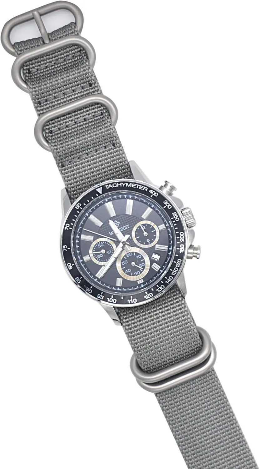 ArtStyle Watch Band with 1.5mm Thickness Quality Nylon Strap and Heavy Duty Brushed Buckle