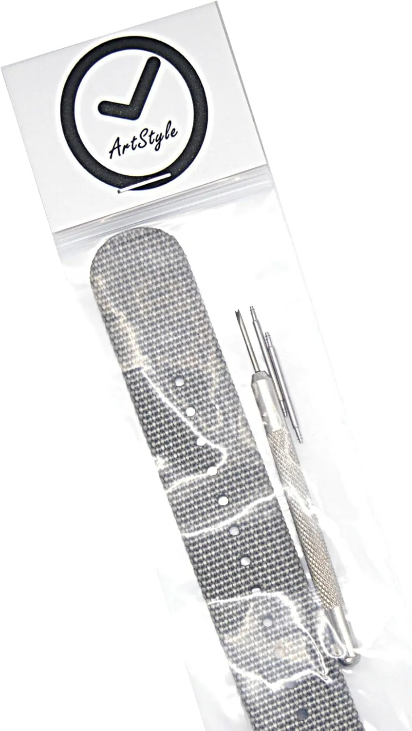 ArtStyle Watch Band with 1.5mm Thickness Quality Nylon Strap and Heavy Duty Brushed Buckle