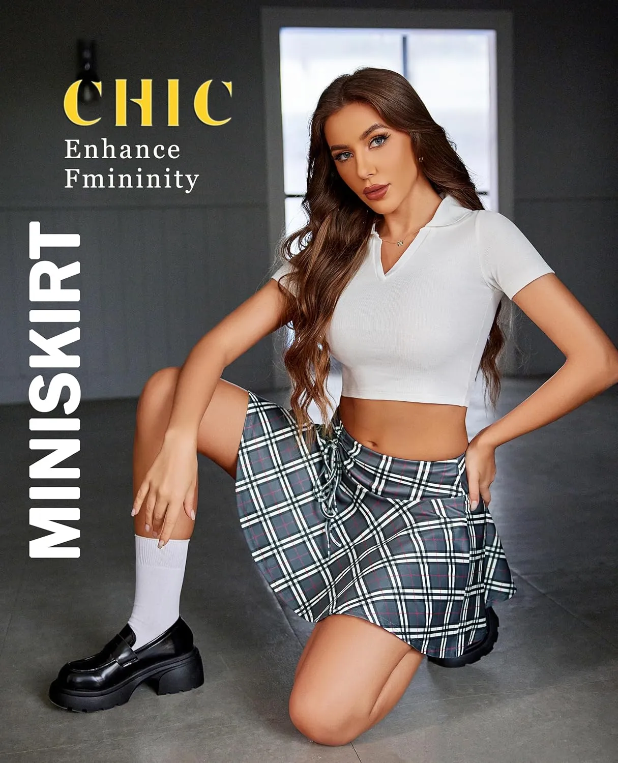 Avidlove Mini Skirt for Women Pleated Drawstring High Waist Skater Skirt Sexy Lingerie Skirts S-XXL