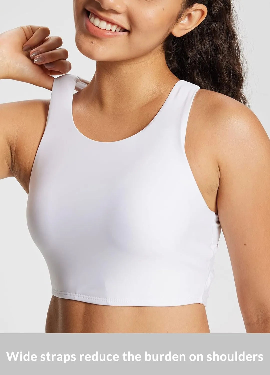 baleaf Women's Swim Bra Modest High Neck Bikini Tops Quick Dry UPF 50 Bathing Suit Sports Workout Removable Padded
