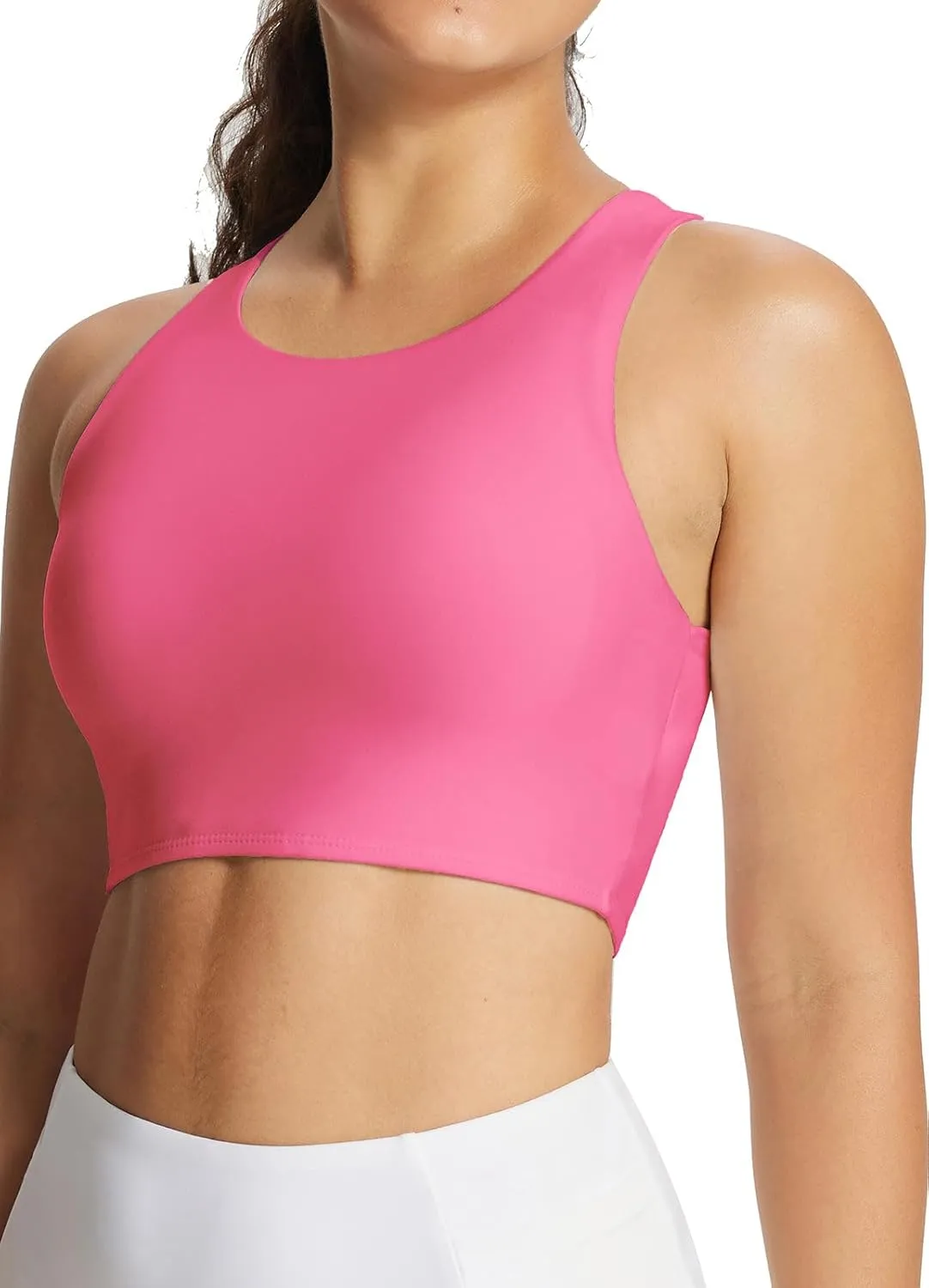 baleaf Women's Swim Bra Modest High Neck Bikini Tops Quick Dry UPF 50 Bathing Suit Sports Workout Removable Padded