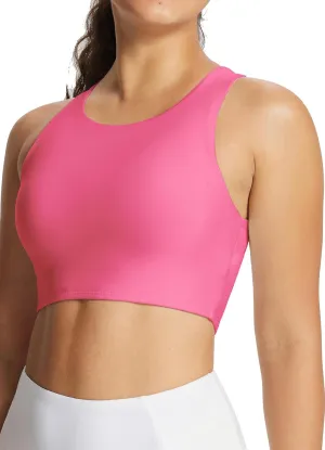 baleaf Women's Swim Bra Modest High Neck Bikini Tops Quick Dry UPF 50 Bathing Suit Sports Workout Removable Padded
