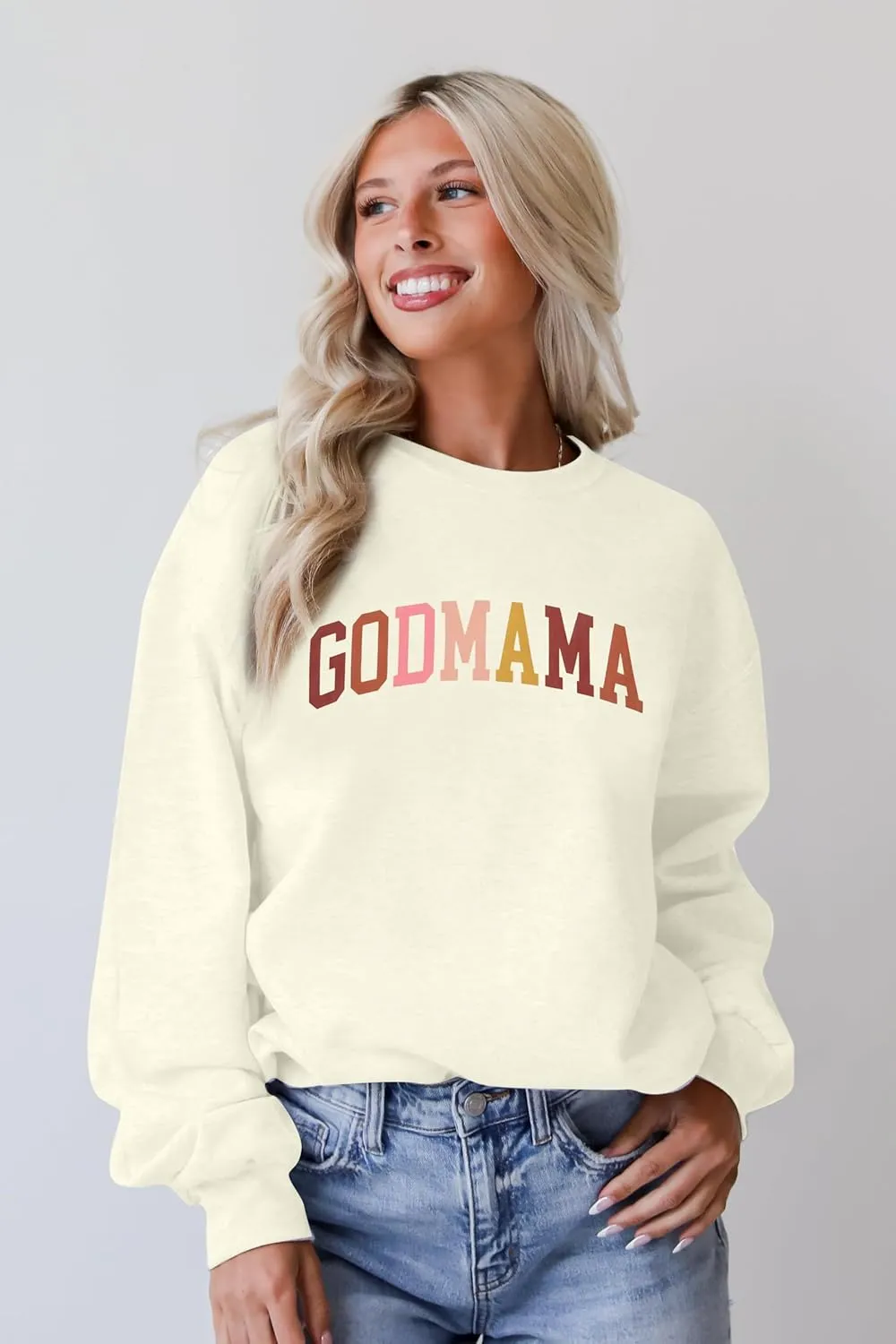 BANGELY In My Godmother Era Sweatshirt Women Funny Christian Sweater Godmother Proposal Gifts Casual Crewneck Long Sleeve Top