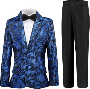 Boy Suits Formal Tuxedo Wedding Prom Suit for Teens Boys Jacquard Suits 3 Piece Blazer Jacket Pants Set with Bow Tie 2t-20
