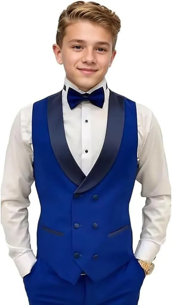 Boys Suit 3-Pieces Formal Tuxedo Slim Fit Suits for Boys Blazer Vest Pants Set Wedding Ring Bear Outfit Prom Kids Tuxedo