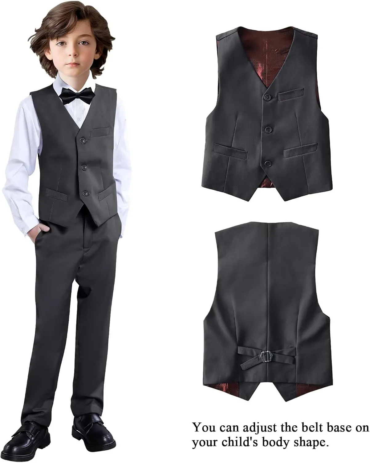 Boys Suit 4-Pieces Toddler Tuxedo Vest Pants Set Suits for Boys Communion Dress Clothes Ring Bearer Outfit