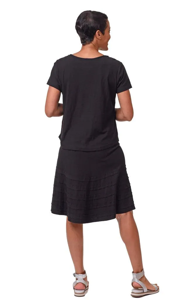 Button Tee Womens Cotton Top in Black