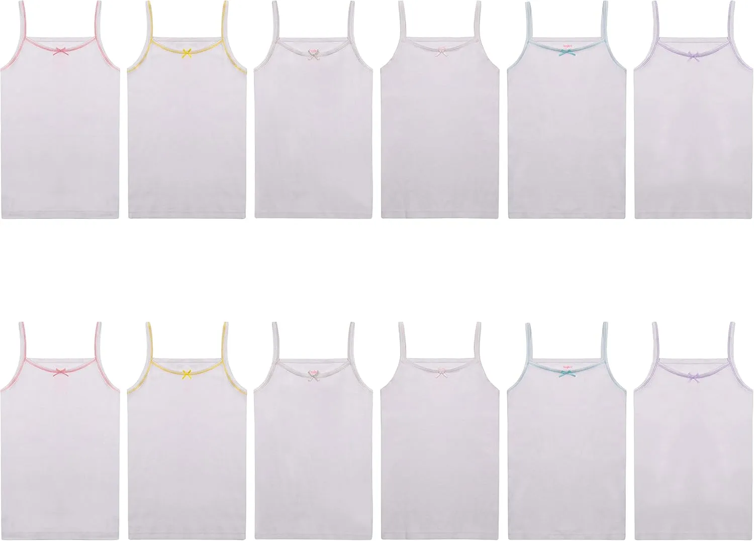 Buyless Fashion Girls Tank Top - Sleeveless Cami Tanks Cotton Undershirts for Dance Gymnastics, Kids & Toddler Size (12 Pack)