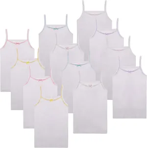 Buyless Fashion Girls Tank Top - Sleeveless Cami Tanks Cotton Undershirts for Dance Gymnastics, Kids & Toddler Size (12 Pack)