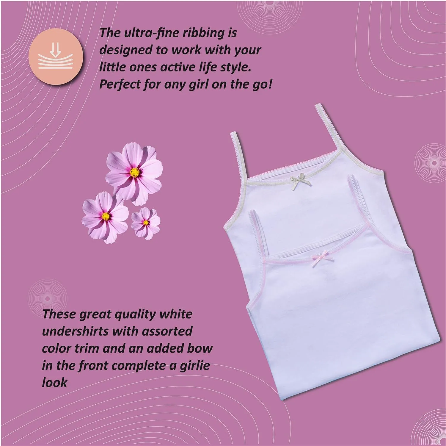 Buyless Fashion Girls Tank Top - Sleeveless Cami Tanks Cotton Undershirts for Dance Gymnastics, Kids & Toddler Size (12 Pack)