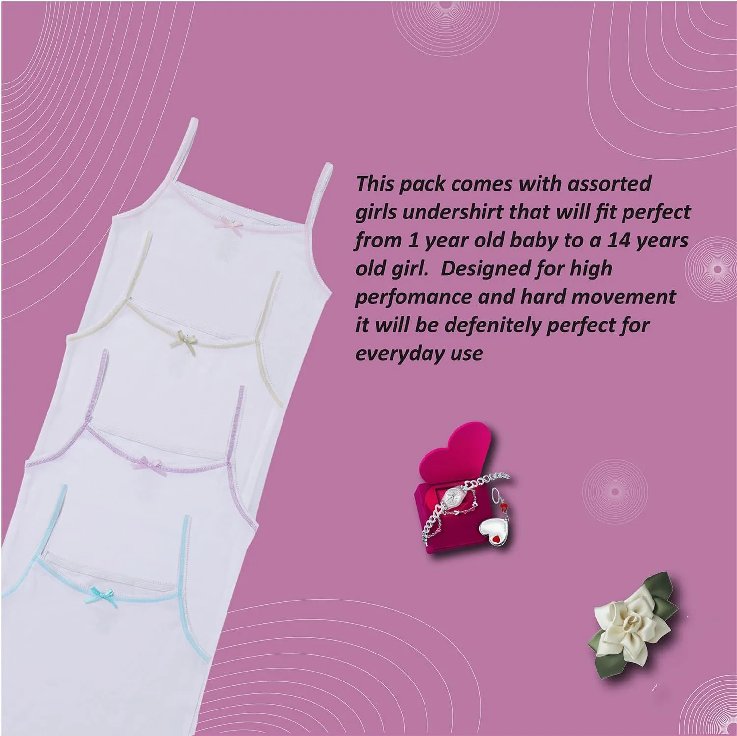 Buyless Fashion Girls Tank Top - Sleeveless Cami Tanks Cotton Undershirts for Dance Gymnastics, Kids & Toddler Size (12 Pack)