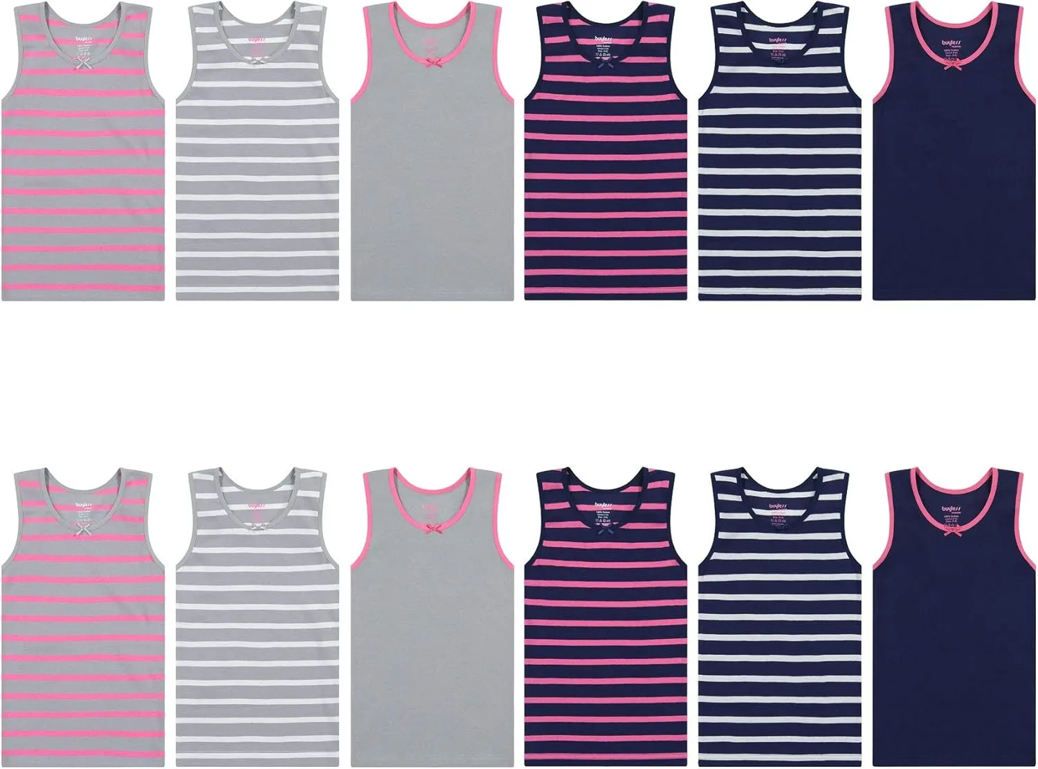 Buyless Fashion Girls Tank Top - Sleeveless Cami Tanks Cotton Undershirts for Dance Gymnastics, Kids & Toddler Size (12 Pack)