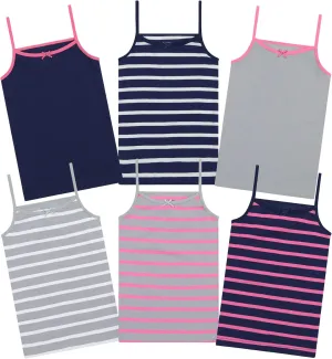 Buyless Fashion Girls Tank Tops - Sleeveless Cami Tanks Cotton Undershirts for Dance Gymnastics, Kids & Toddler Size (6 Pack)