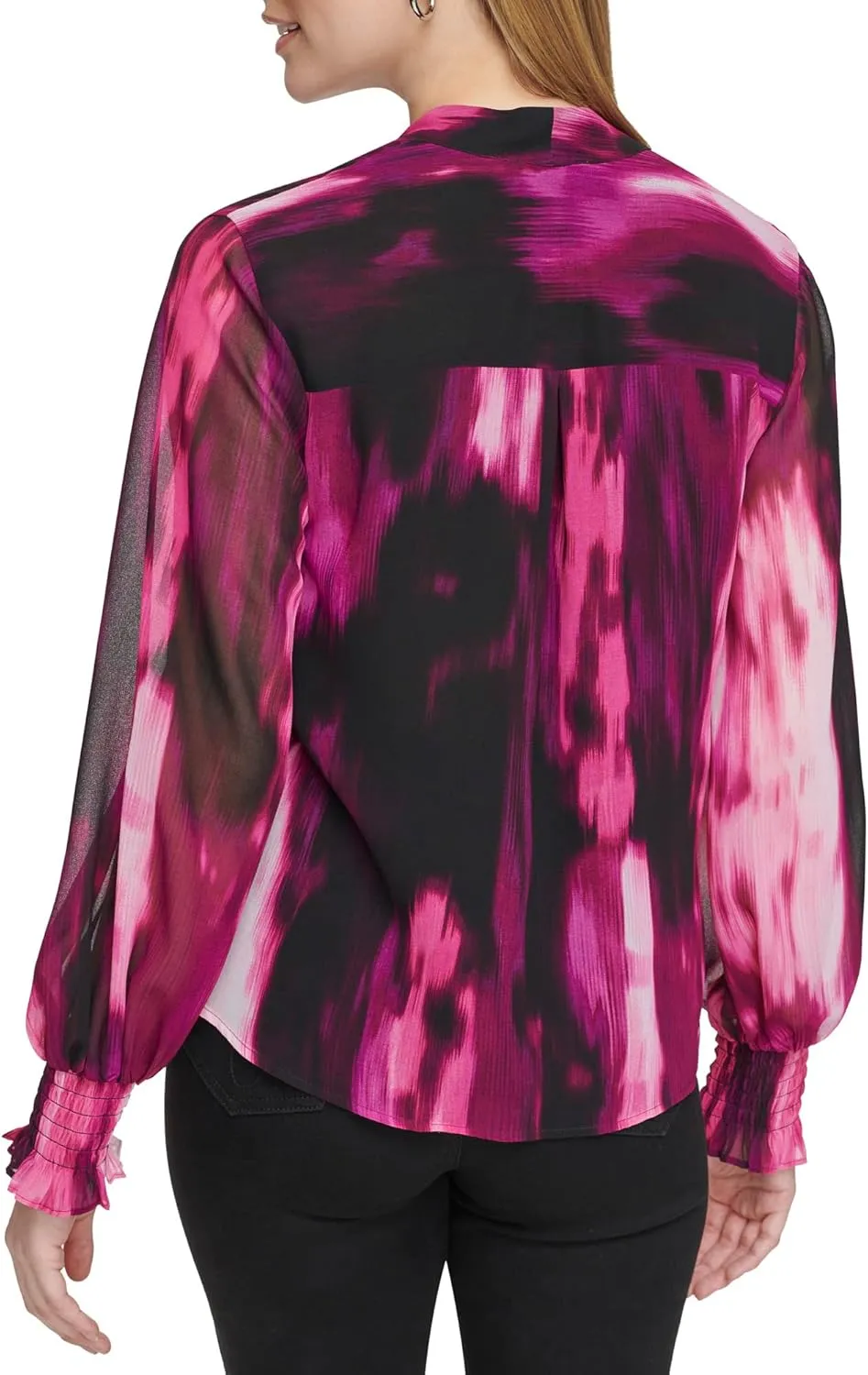 Calvin Klein Women's Printed V Neck Blouse