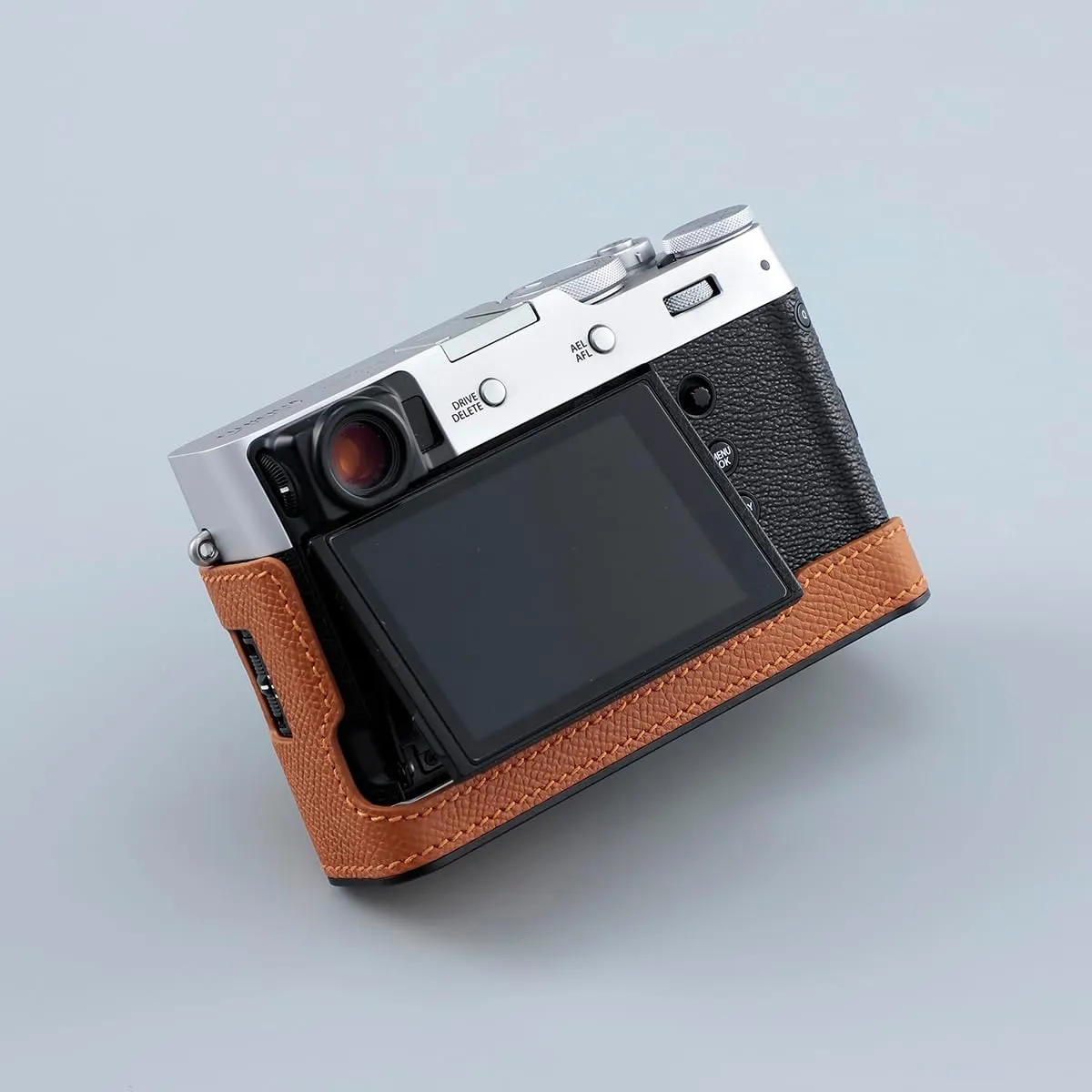 Camera Half Case for Fujifilm Fuji X100VI,Vintage Metal Genuine Leather Instant Camera Protective Cases Stylish Portable Shockproof (BlueS)