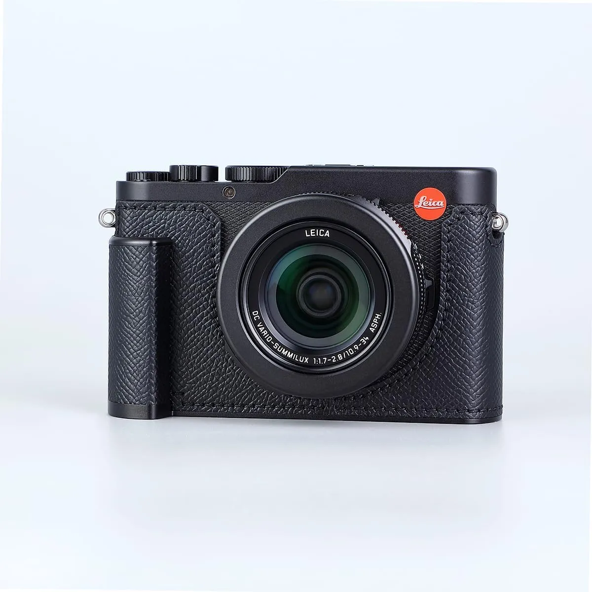 Camera Half Case for Leica D-LUX 8, Vintage Metal Genuine Leather Instant Camera Protective Cases Stylish Portable Shockproof (Black)