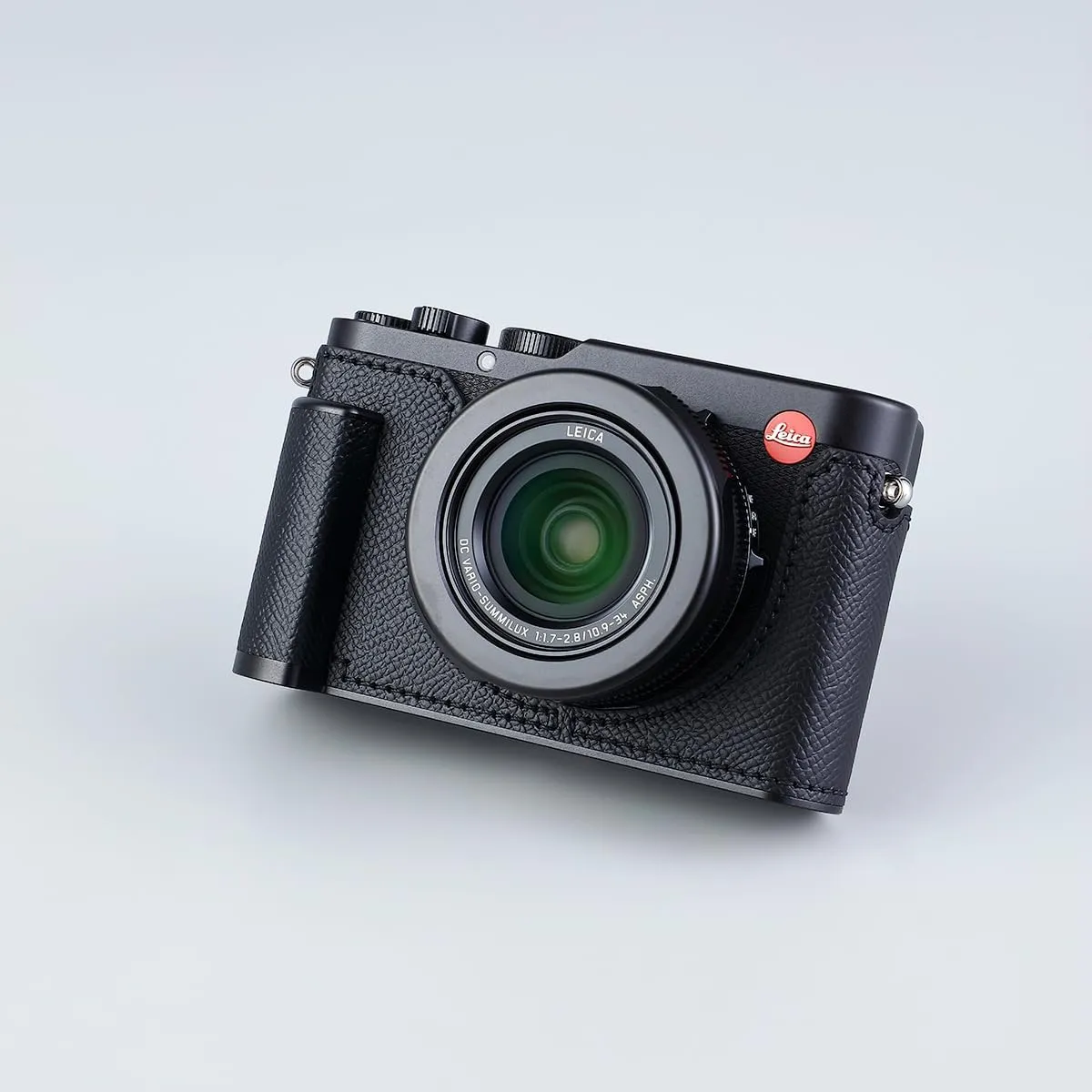 Camera Half Case for Leica D-LUX 8, Vintage Metal Genuine Leather Instant Camera Protective Cases Stylish Portable Shockproof (Black)