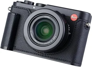 Camera Half Case for Leica D-LUX 8, Vintage Metal Genuine Leather Instant Camera Protective Cases Stylish Portable Shockproof (Black)