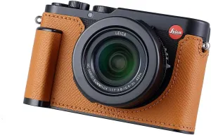 Camera Half Case for Leica D-LUX 8, Vintage Metal Genuine Leather Instant Camera Protective Cases Stylish Portable Shockproof (Brown)