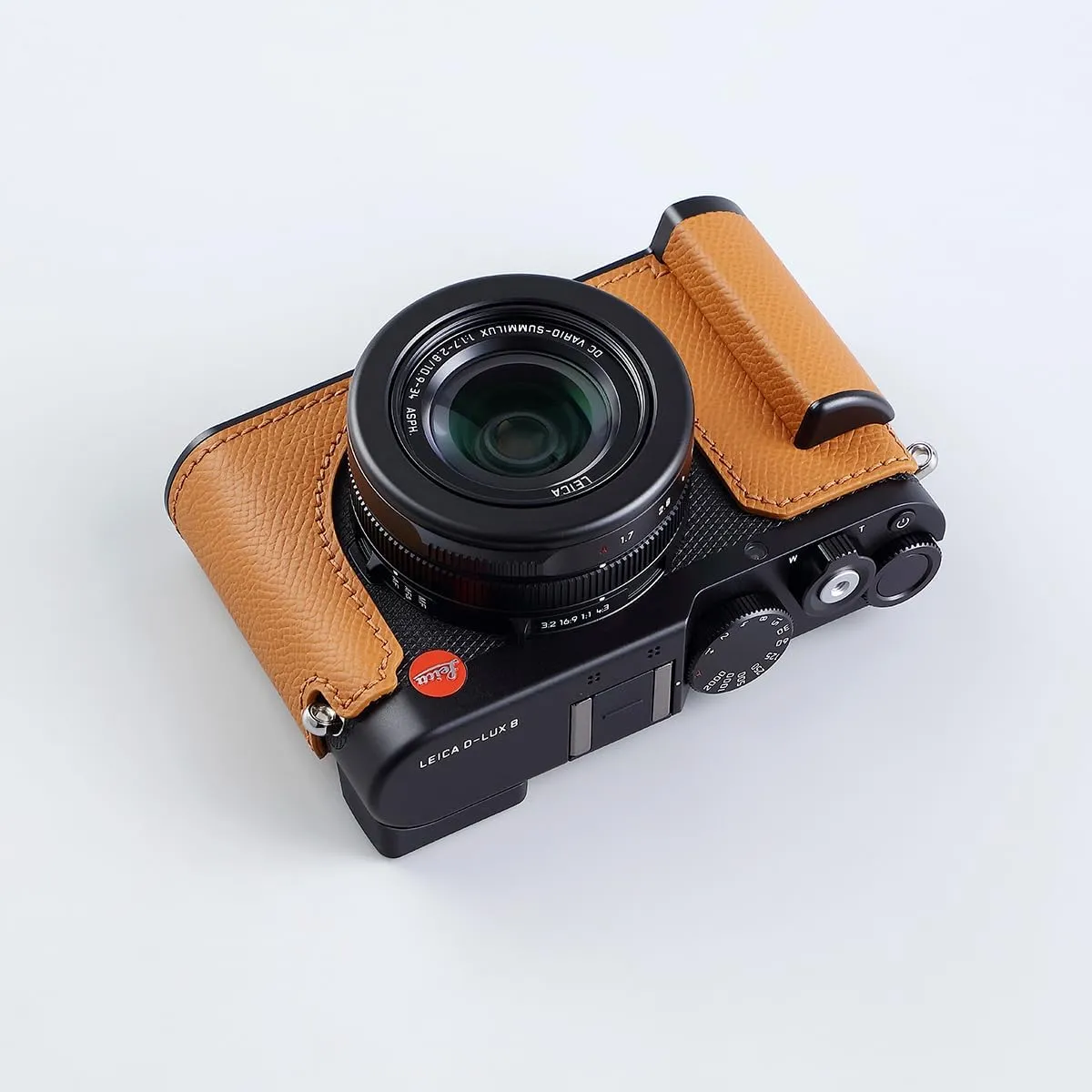 Camera Half Case for Leica D-LUX 8, Vintage Metal Genuine Leather Instant Camera Protective Cases Stylish Portable Shockproof (Brown)
