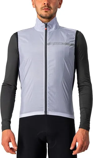 CASTELLI Men's Squadra Stretch Vest, Windproof Full Lenth Zip Shell with High Collar for Road and Gravel Biking I Cycling - Silver Gray/Dark Gray - Small