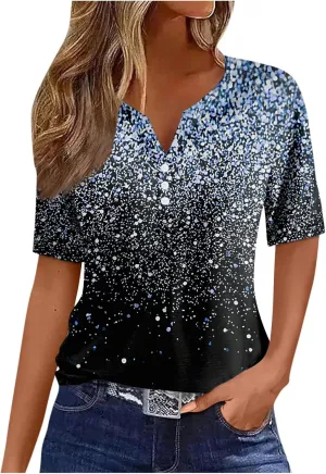 Ceboyel Women Summer Tops 2024 Trendy Floral Boho Blouses Short Sleeve Henley Shirts Tshirts Dressy Causal Vacation Clothes
