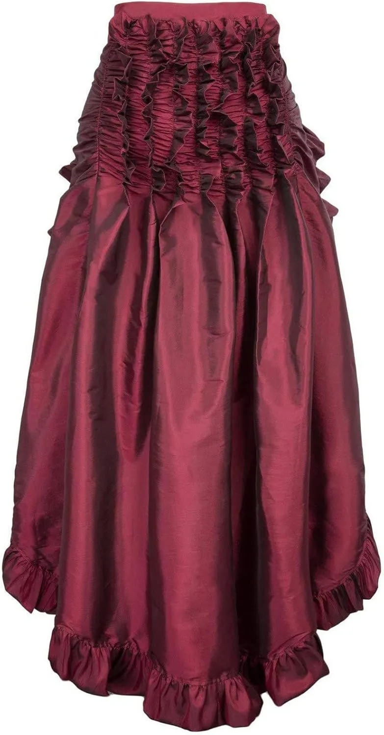 Charella Gothic Skirt for Women - Layered Ruched Hem Medieval Goth Steampunk Skirt for Halloween Masquerade Party Dress