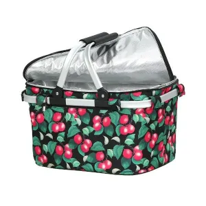 Collapsible Insulated Picnic Cooler Carry Basket- Cherry