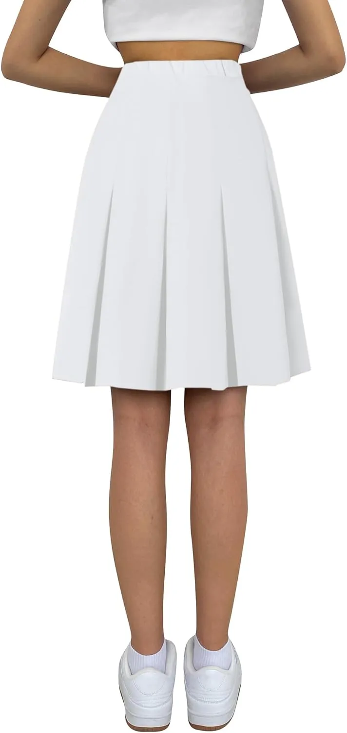 Cromoncent Girls Women's High Waist A-Line Long Pleated Skirts, 6 Years - US 4XL