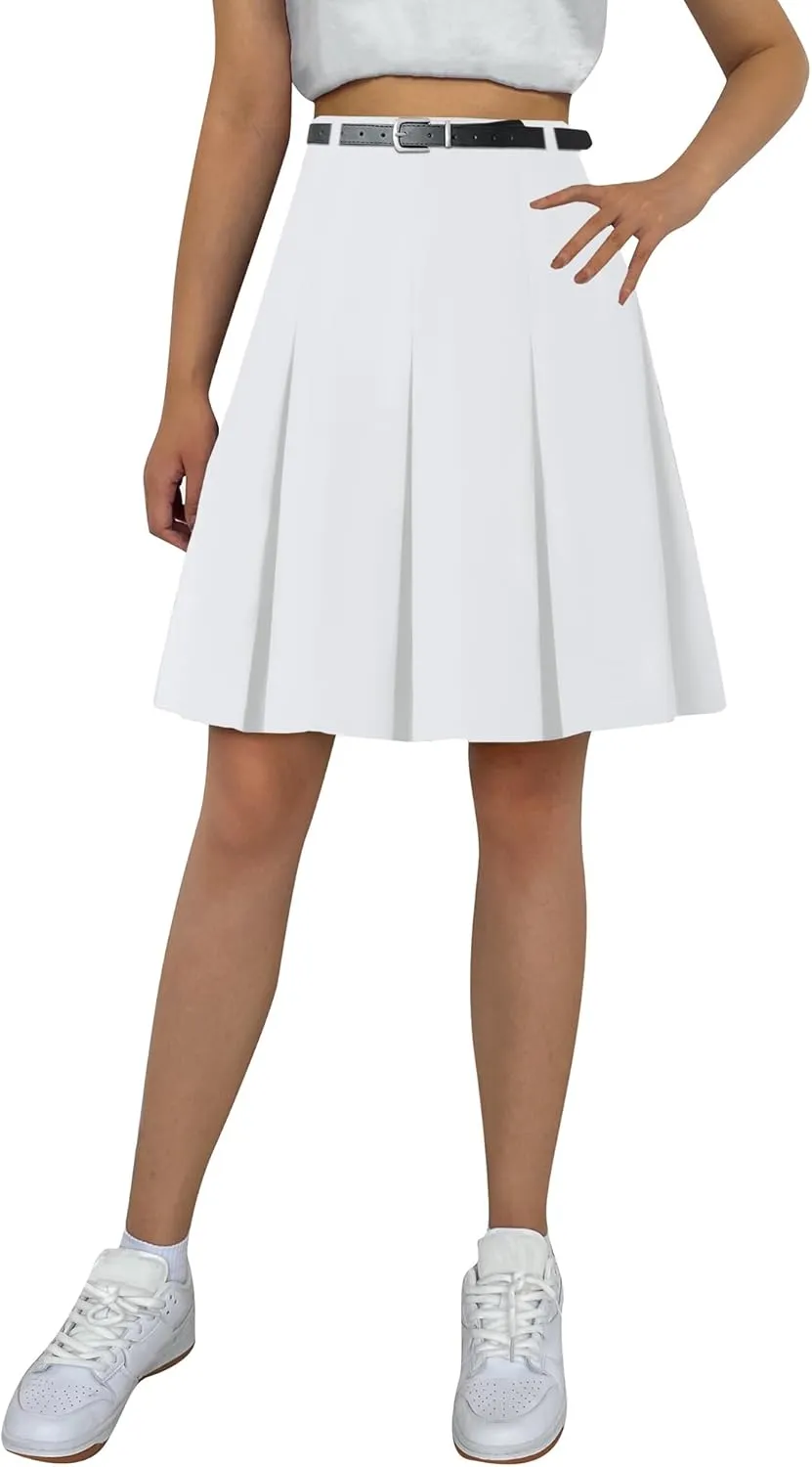 Cromoncent Girls Women's High Waist A-Line Long Pleated Skirts, 6 Years - US 4XL