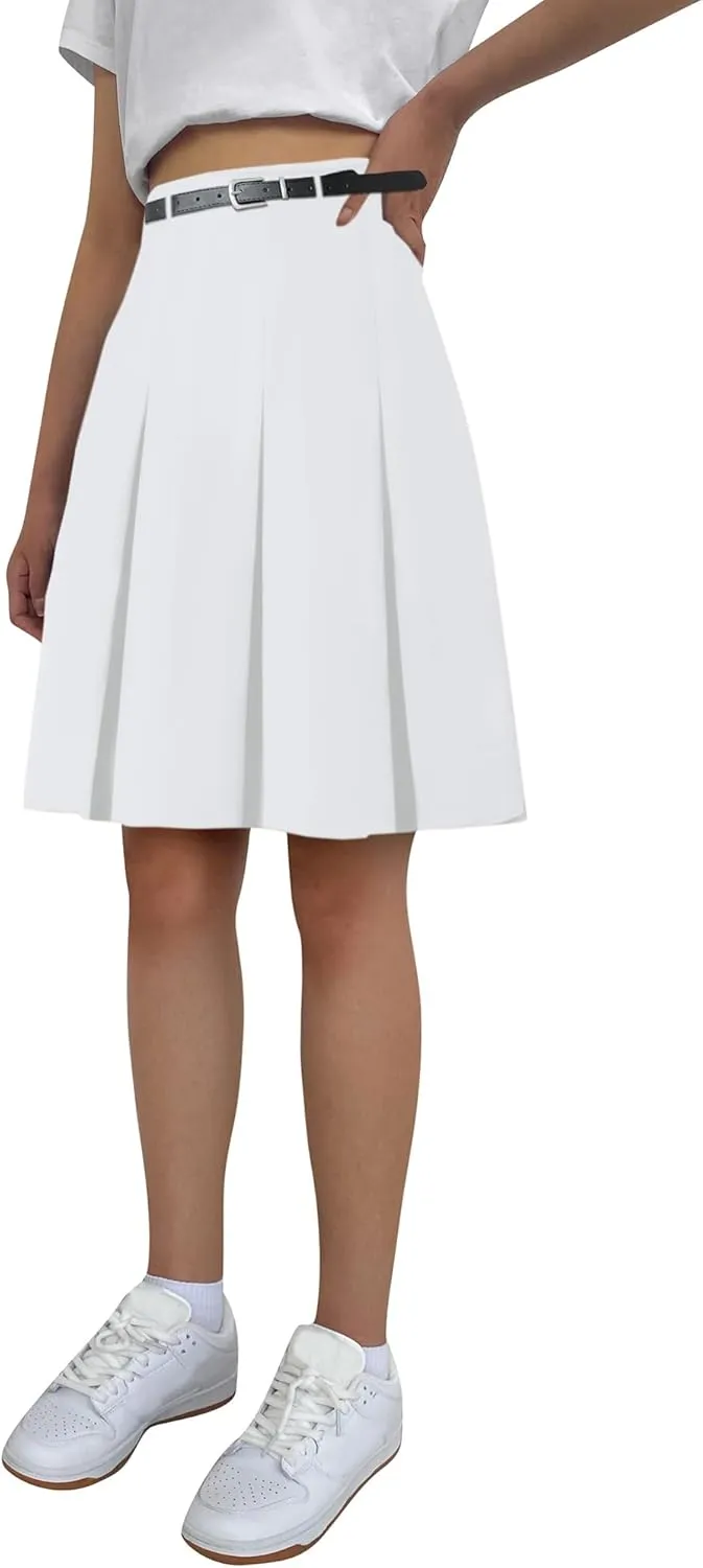 Cromoncent Girls Women's High Waist A-Line Long Pleated Skirts, 6 Years - US 4XL