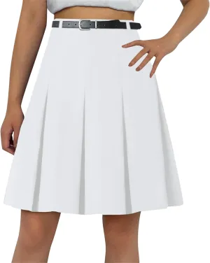 Cromoncent Girls Women's High Waist A-Line Long Pleated Skirts, 6 Years - US 4XL