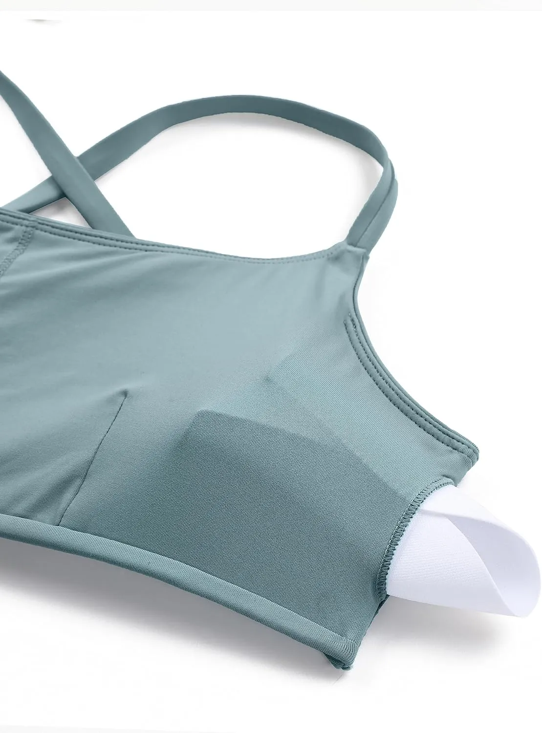 CRZ YOGA Womens Scoop Neck Bikini Tops D-DD Adjustable Spaghetti Straps Bathing Suit Padded Swimsuit Sports Bra