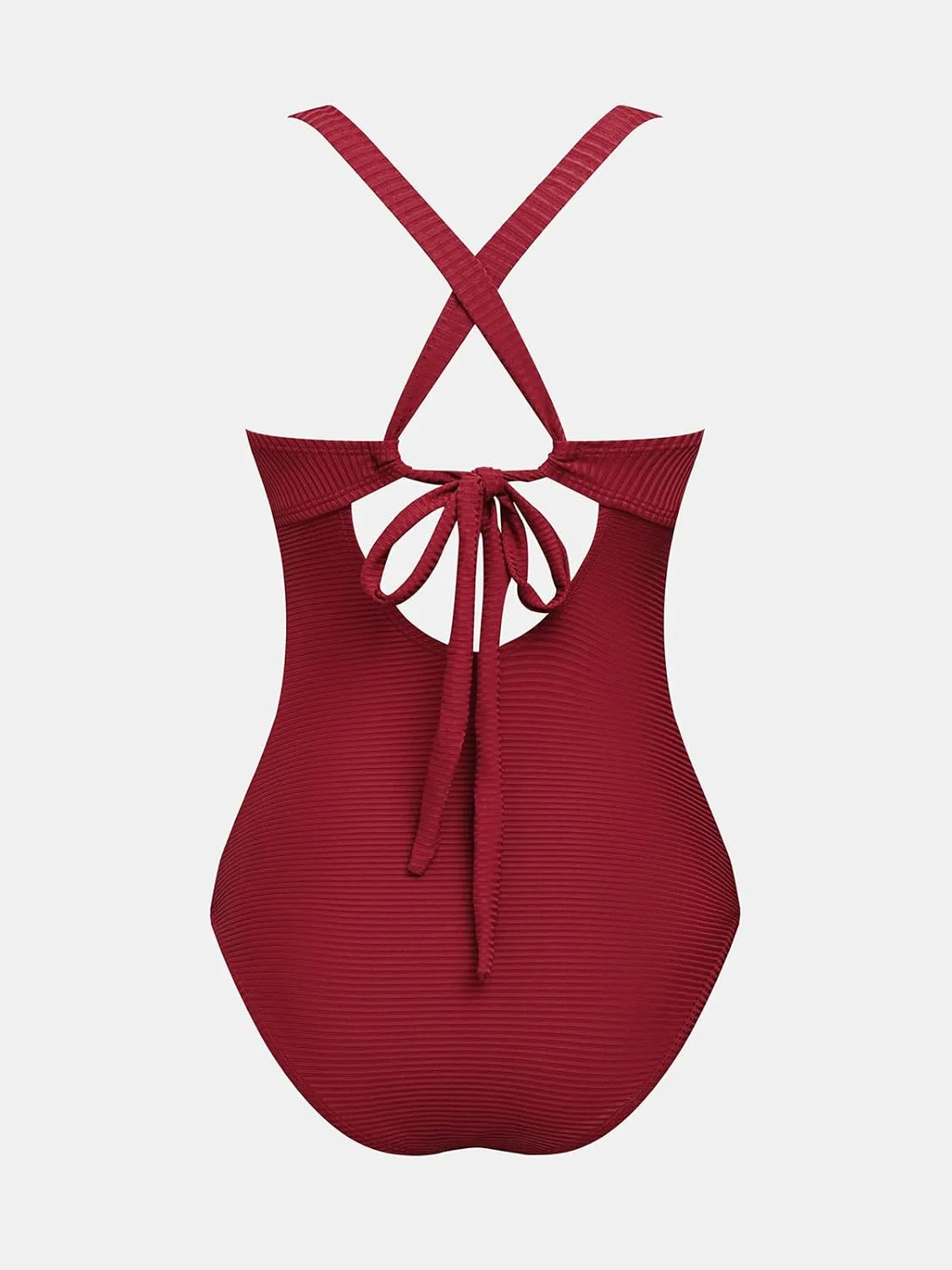 CUPSHE Maternity One Piece Swimsuit Scoop Neck Pregnancy Bathing Suit for Women Wide Straps Criss Cross Back Tie Ribbed