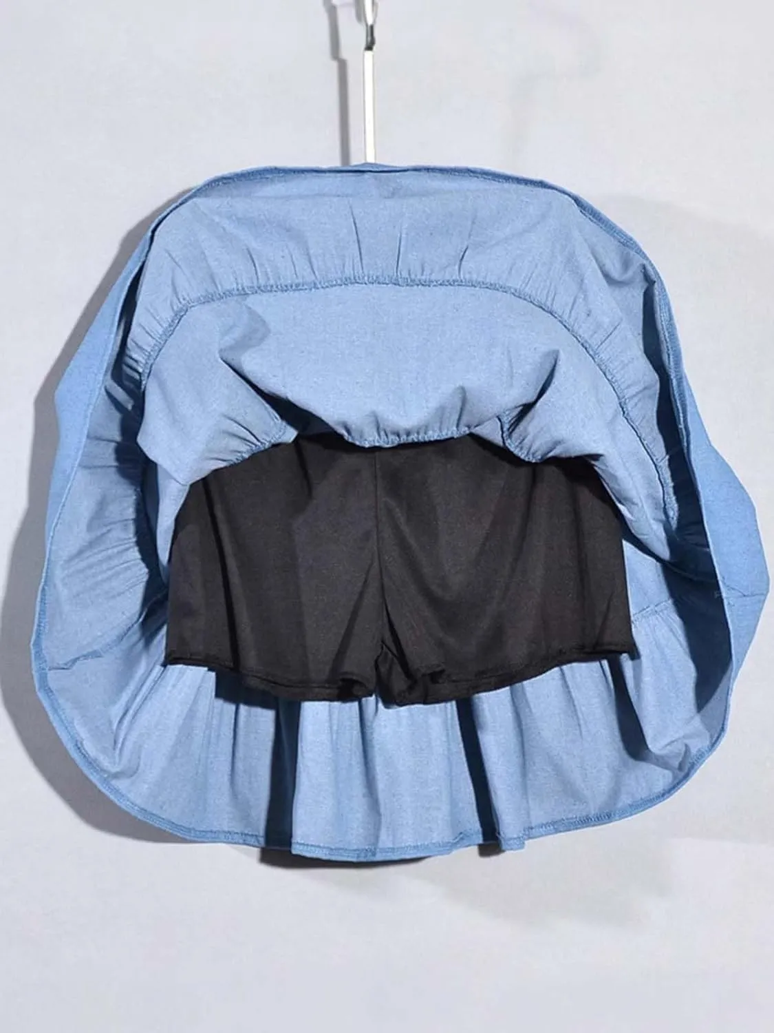 Cute Bows Tiered Denim Skirts for Teens Women High Waisted Mini Skort 2025 Trendy Casual Flare Blue Jean Skirt