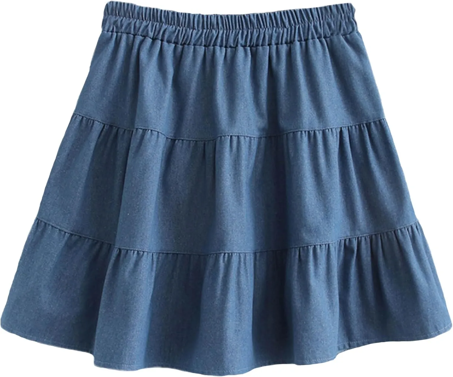Cute Bows Tiered Denim Skirts for Teens Women High Waisted Mini Skort 2025 Trendy Casual Flare Blue Jean Skirt