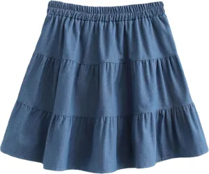 Cute Bows Tiered Denim Skirts for Teens Women High Waisted Mini Skort 2025 Trendy Casual Flare Blue Jean Skirt